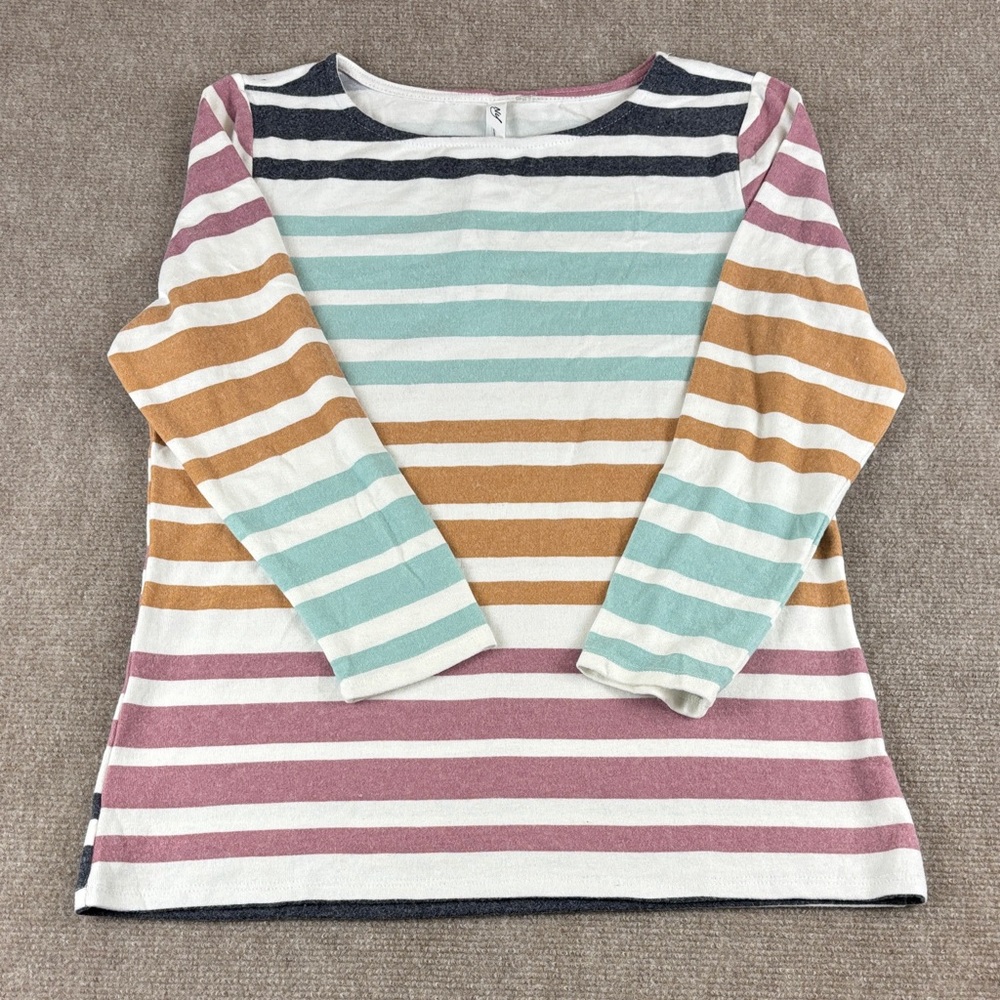 NY Collection Women's Long Sleeve Soft Multicolor Striped Sweater Size M NWT